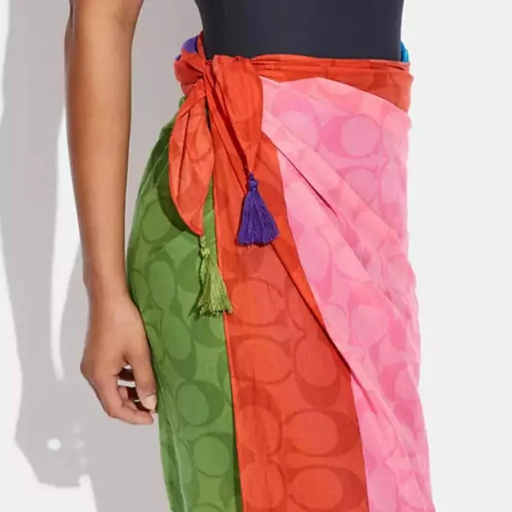 Authentic NWT Color block Signature Sarong Coach Scarf ((RARE))